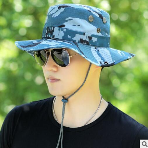 2019 spring and summer new camouflage fisherman hat high-grade thickening outdoor sunscreen mountaineering cap portable folding basin cap
