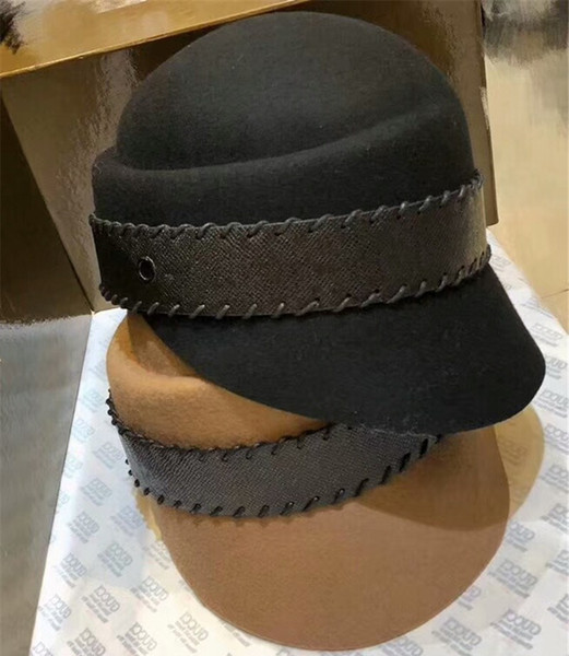 New Lady Winter Hat Luxury Women Brand Designer Cashmere Cloches Hat Elagant Top Hat with Decor Straps Top Quality Female Warm Bucket Hats