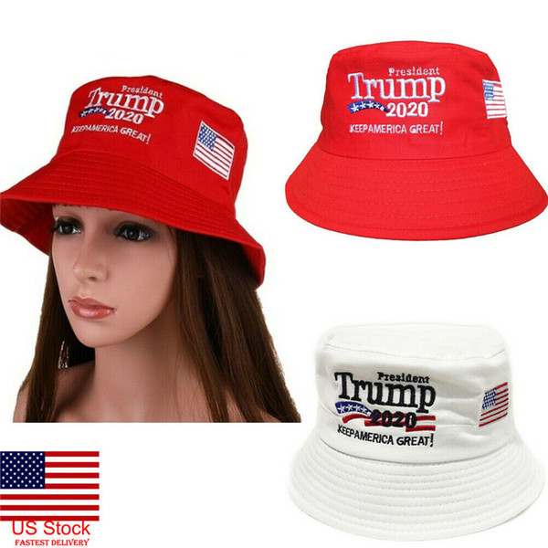 HOT President Donald Trump 2020 Keep America Great Again Hat Red WhiteBucket Hat Printing Fisherman's Cap