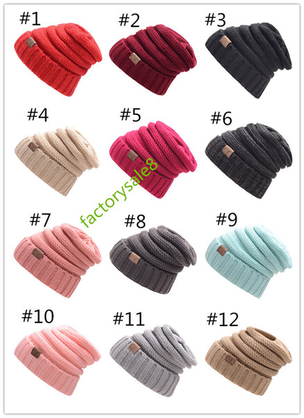 Unisex CC 17color Trendy Hats Winter Knitted Beanie Label Winter Knitted Wool Cap Unisex Folds Casual CC Beanies Hat Solid Hat