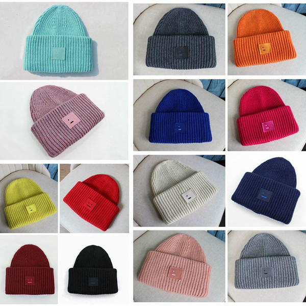INS Merchandise, Wool Cube, Smiley Face Knitted Hat, Winter Outdoor Warm Wool Hat, Man and Woman Hat