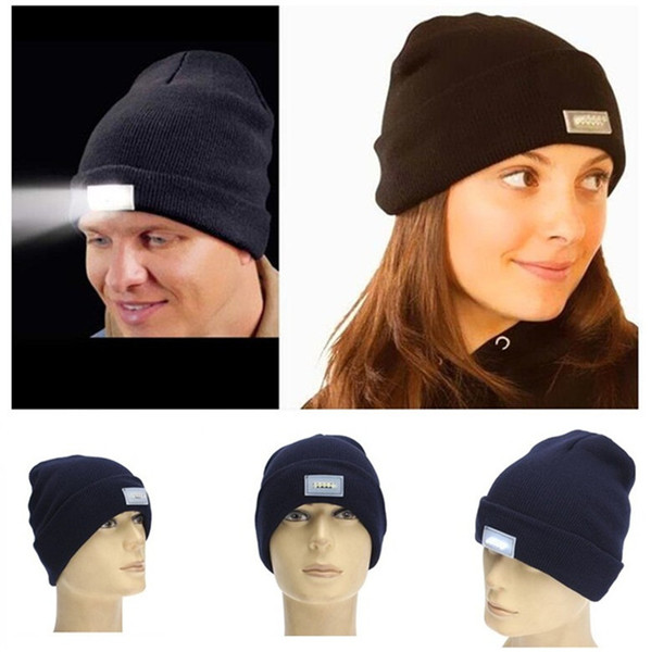 5 LED light Beanies Hat Winter Hands Free Warm Beanie Angling Hunting Camping Running Caps 20 Colors F824-2
