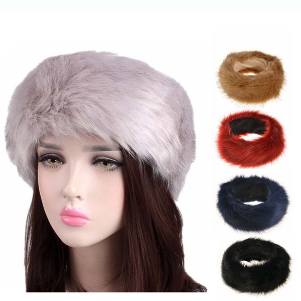 10 colors Womens Faux Fur Headband Winter warm Black White Nature Girls Ear Warmer Ear Muffs D0686