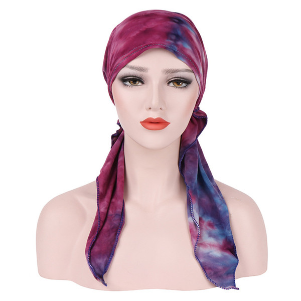 New style European and American curving cloth hat Muslim baotou hat pure cotton double-sided printed pullover hat