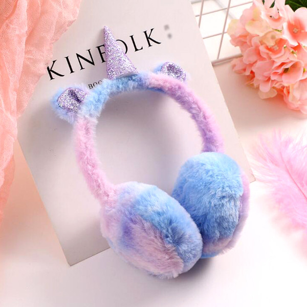 2018 winter cute infant children earmuffs unicorn earmuffs plush warm ear protection bag factory direct sales good quality