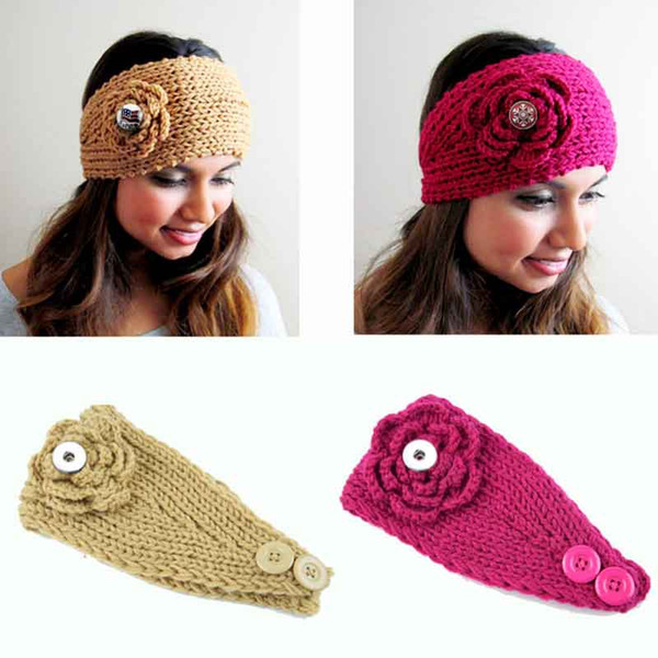 9 Colors Hot Sale Flower Snap Button Knitted Hat 18MM Charms Fashion Jewelry For Women Girl Teenagers Display board