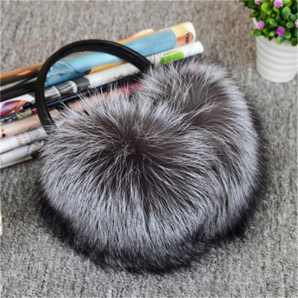 Large Fashional Real fox Fur Earmuffs Woman Girls Lady Earmuff w real sheepskin leather band