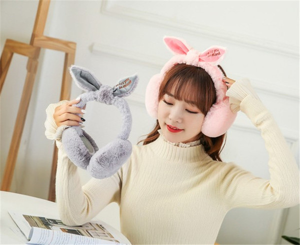 Fashion Rabbit Ears Headband Women Ladies Colorful Plush Fluffy Warm Earmuffs Earlap Ear Winter Pure Colors Cute Fur Ear Muffs