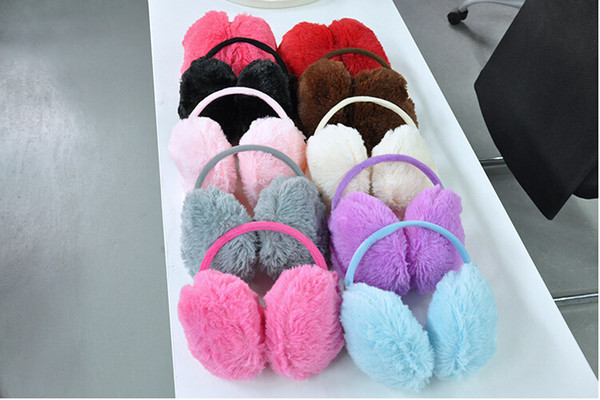 Wholesale-Fashion Elegant Women Ladies Colorful Plush Fluffy Warm Earmuffs Earlap Ear Winter 2015 Hot Sale New