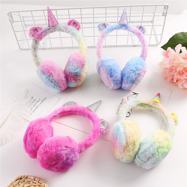 New Child Ear Muffs Unicorn Winter Lovely Thicken Plush Earmuffs High Quality Solid Color Kids Ear Warmer Thermoscan d110