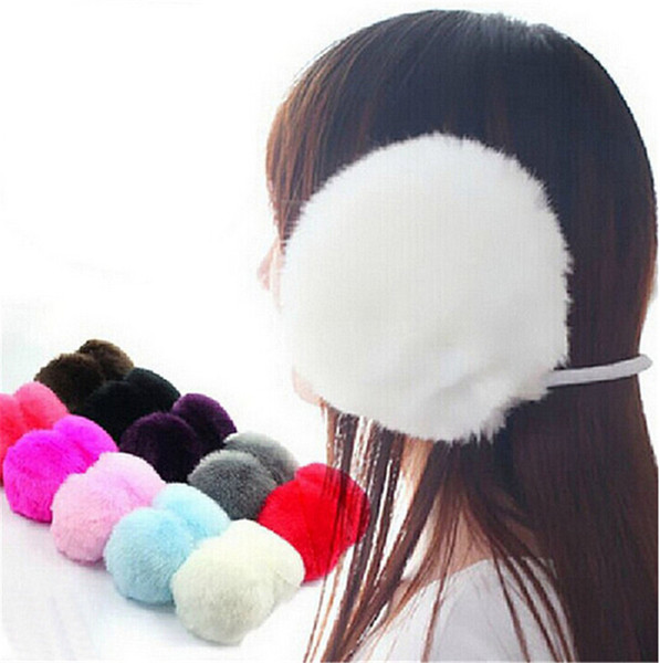 Wholesale-10 PCS Fashion Elegant Women Ladies Black Plush Fluffy Warm Earmuffs Earlap Ear Winter KCF088