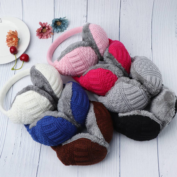 1PC Fashion Winter Earmuffs Women's Warm Unisex Ear Cover Knitted Plush Ear warmers Girl Winter Warm Earmuffs Removable Washable