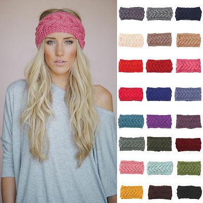 Crochet Headband 31 Colors Wool Crochet Headband Knit Hair band Winter Warm headbands Girls Headwrap Ear Muffs YYA677