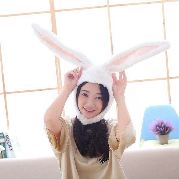 Warm Hat For Cute girl plush hats with rabbit ears headdress photo props For Women Girl 2019 White Black Gray Pink Brown