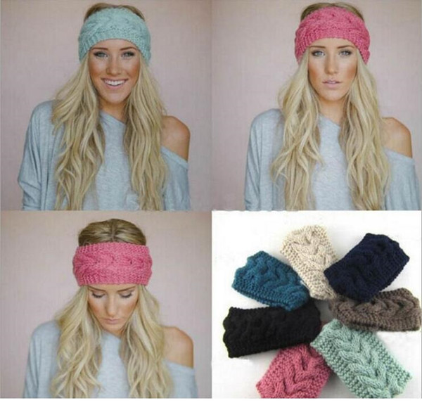 Crochet Headband 31 Colors Wool Crochet Headband Knit Hair band Winter Warm headbands Girls Headwrap Ear Muffs D0305