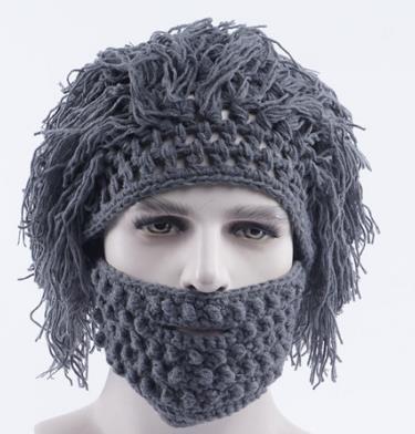 Winter new hat for men knitted outdoor woolen cap handmade beard wig hat fashion unique personality wholesale