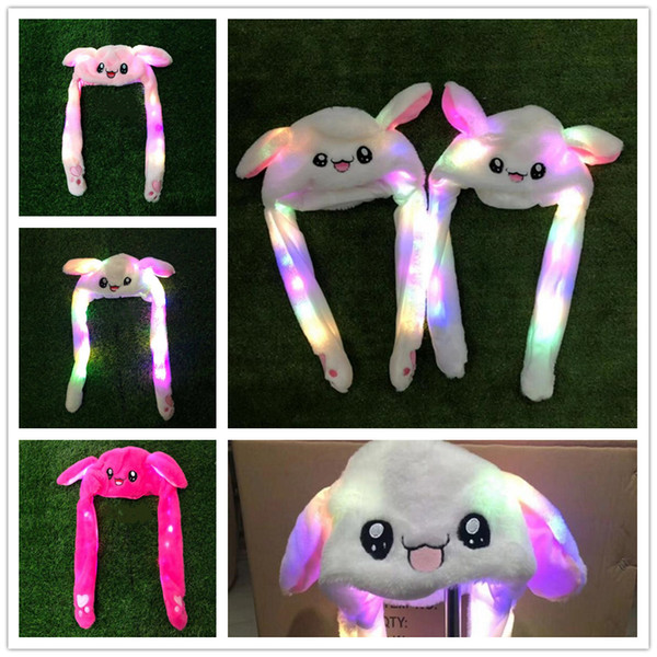 New LED luminous hat luminous ear cap will move rabbit ears cap airbag hat plus velvet warm Party Hats T8C014