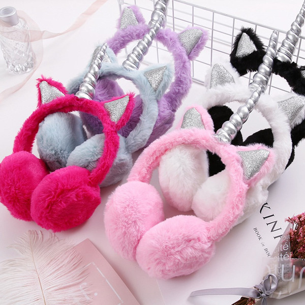 Kids Lovely Plush Rainbow Unicorn Earmuffs Cartoon Unicorn Warm Earmuff Girls Colorful Soft Warmers Ear Muffs