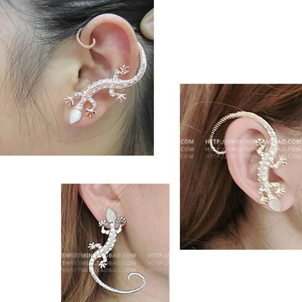 Fashtion Personality Novelty Opal lizard gecko earrings ear hooks Christmas Plating Dangle Earring Gold/Sliver Ear Cover