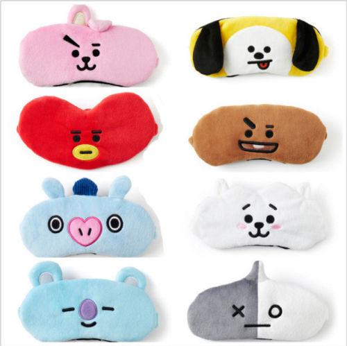 Women Girl BT21 V TATA J-HOPE VAN Cute Eye Mask Sleep Rest Travel Cover Eyeshade