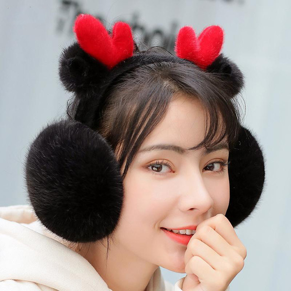 Earmuffs Women Folding Winter Warm Animal Cartoon Deer Womens Earmuff Kawaii Korean Style Leisure All-match Simple Students Chic