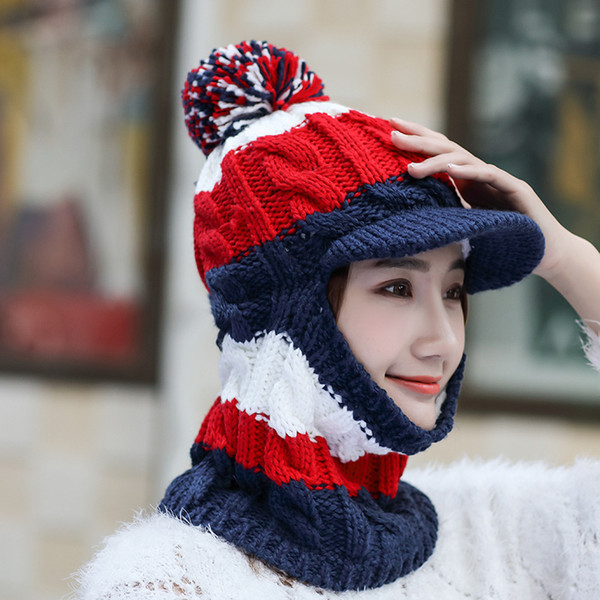 Winter Hat Skullies Beanies Men Women Knitted Hat Scarf Winter Caps Mask Balaclava Bonnet Cap Wool Fur Beanies Hats 2018