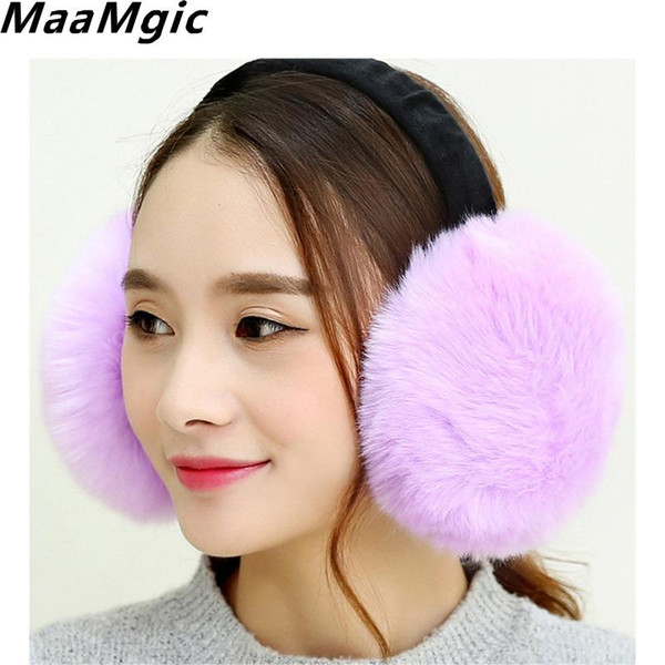 New Fashion cute rabbit fur earmuff faux rex fur earmuffs winter warm leather decor head decoration white multicolor headphones