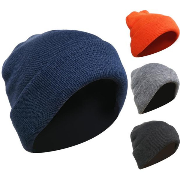 Four layers thick autumn winter men's knitted hat to protect against wind and cold and keep ears warm