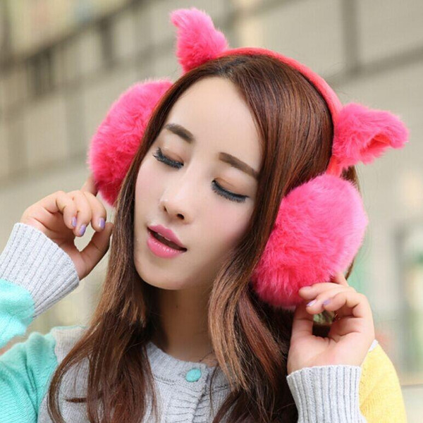 Women Girl Winter Warm Rabbit Fur Earmuffs