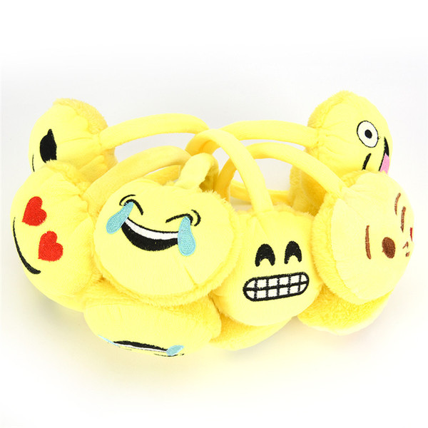 Adjustable Fashion Emoticon Ear Warmer Earlap for Girls Child Small Yellow People Earmuffs Winter Plush Emoji Headband Earmuffs
