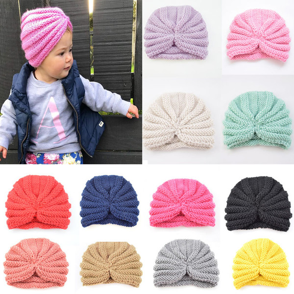 12 Styles Baby Kids Fashion Indian Knit Wool Cap Solid Crochet Beanie Hat Children's Girls Boys Winter Comfortable Warmer Soft Hats M30F