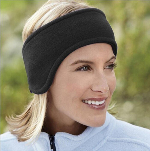 Winter Mens Womens Fleece Earband Stretchy Headband Earmuffs Ear Warmers pw3 (Color: Black) SL