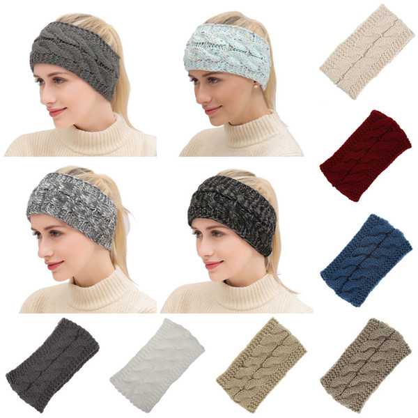 21Colors Knitted Crochet Headband Women Winter Sports Head wrap Hairband Turban Head Band Ear Warmer Beanie Cap Headbands