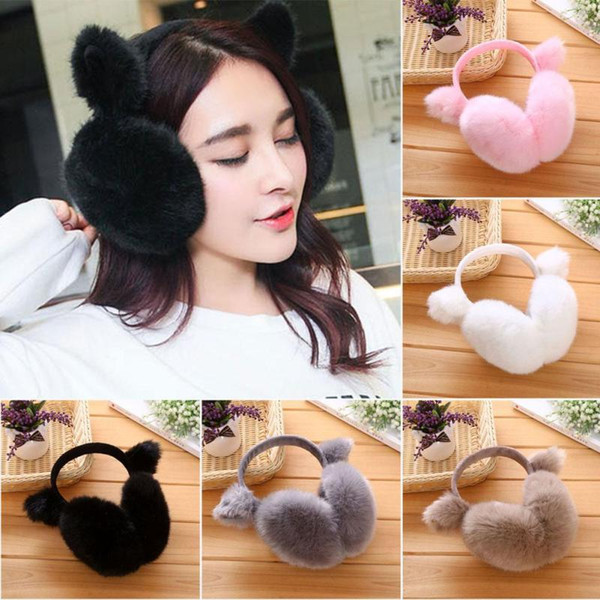 Winter Autumn Warm Fur Earmuffs Cute Cat Ear Earflap fur earmuff Earflap Ladies Plush Ear muffs Nauszniki Z3