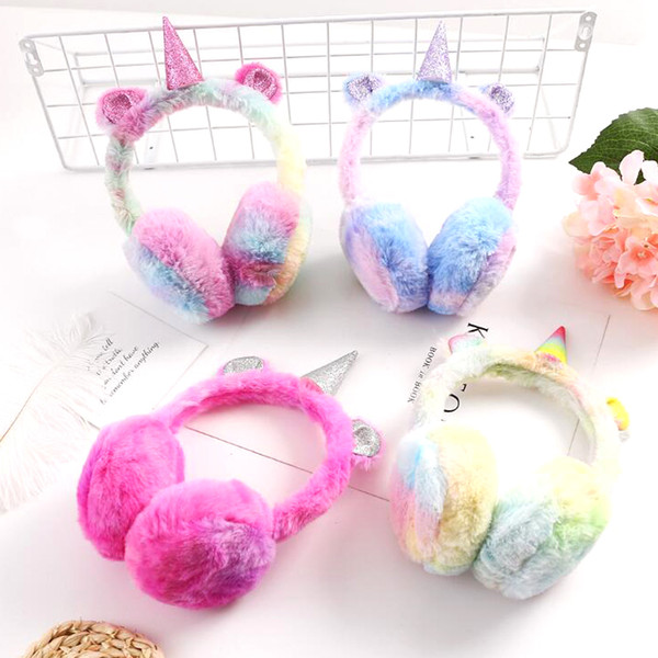2018 winter cute infant children earmuffs unicorn earmuffs plush warm ear protection bag factory direct sales