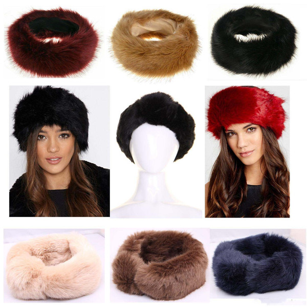 Women Faux Fox Fur Hat Winter warm Cap Luxury headwear female hats caps Headband womens Ear warmer earwarmer Girl Earmuff hot