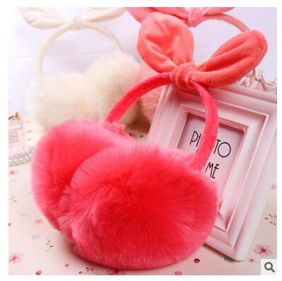Bow Ear Muffs Warm Furry Winter Ear Muffs for Women Ladies Colorful Plush Fluffy Imitation Rabbit Fur Ear Muff Warmers Winter Earmuffs m973