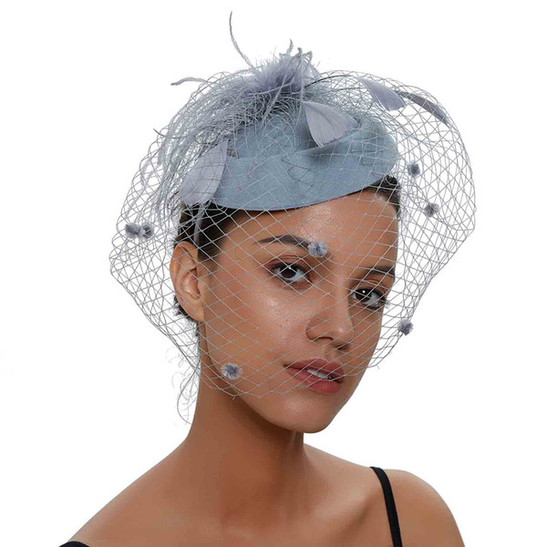 Fascinator Hats for Women Pillbox Hat Net Fascinators Veil Headband and hair clip Tea Party Headwear