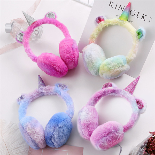Cute Child Ear Muffs Fashion Winter Lovely Thicken Plush Unicorn Children Earmuffs New High Quality Solid Color Kids Ear Warmers
