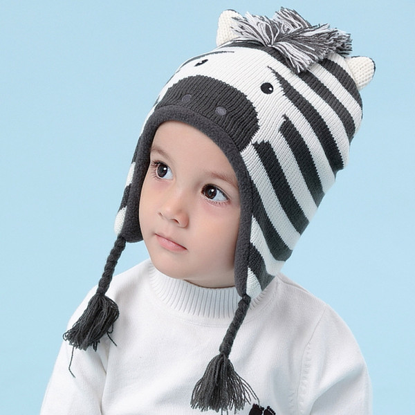 Best Selling Explosions Cute Cartoon Zebra Shape Hat Baby Animal Creative Novel Hat Children Warm Ear Protection Winter Hat