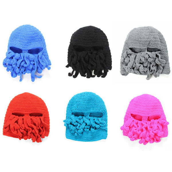 Hot Sale Novelty Creative Cuttlefish Hat Handmade Octopus Hat Ski cap Joker Solid Color Wool Knit Hat Ear Muffs