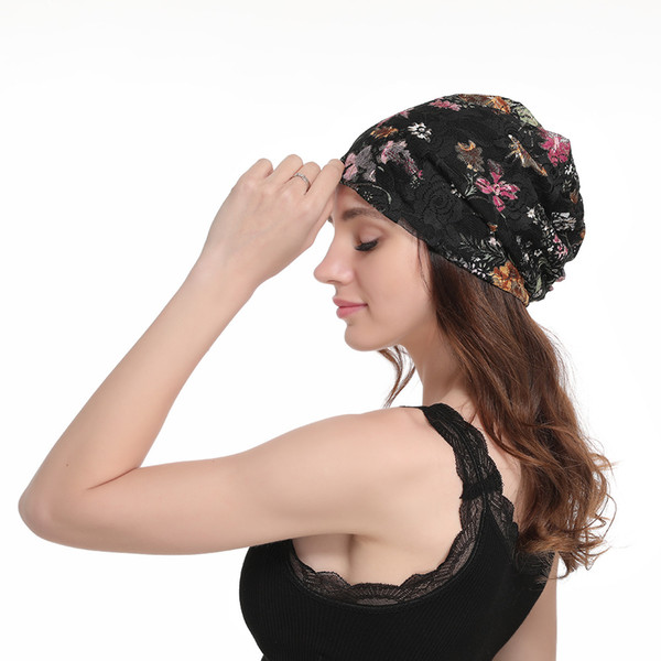 Wholesale lace big flower head hat spring and summer head guard baotou hat fashion ethnic hollow head moon hat