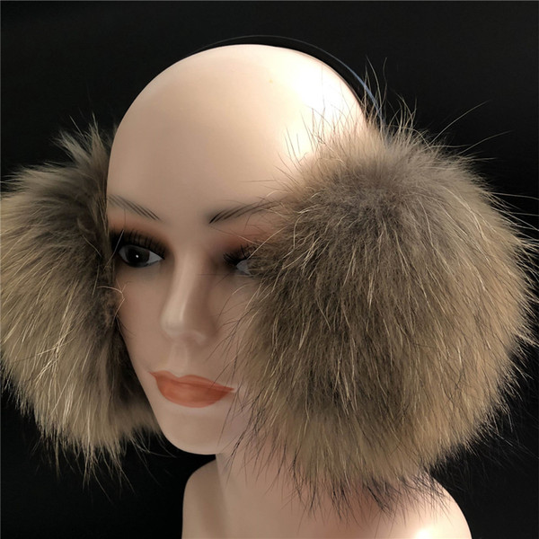 Natural Brown Fashional Real Genune Fox Fur Winter Warm Earmuffs Ear Protection Soft Plush Ear Warmer