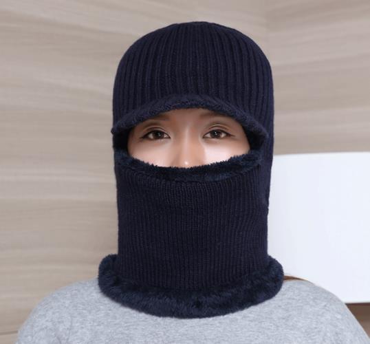 Autumn and winter knitted wool sleeve cap board masked couple hat plus velvet thickened male and female ear collar hat