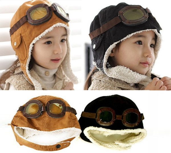 High quality Fashion StyleNew Cute Baby Toddler Boy Girl Kids Pilot Aviator Cap Warm Hats Earflap Beanie Ear muff cap air force cap Warm