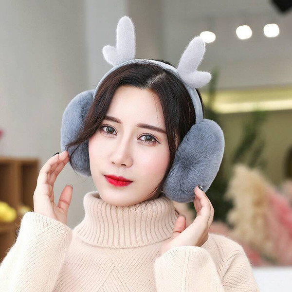 European and American new winter female ear cover warm can fold oversize ears wrap plush deer elf lovely