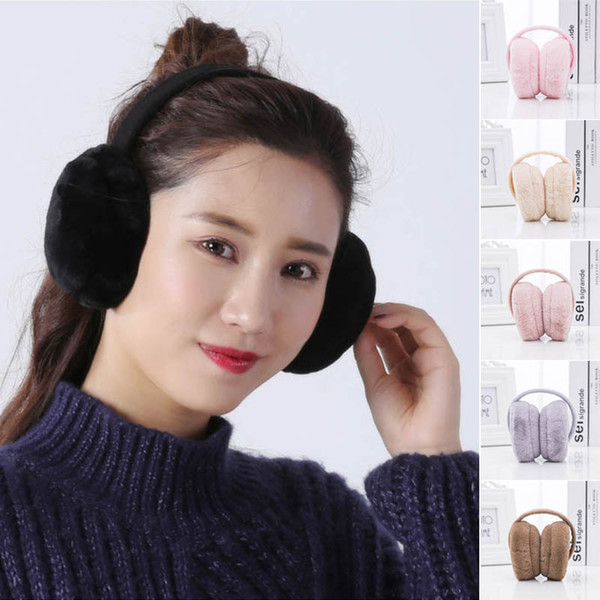 Earmuffs Plush Warm Foldable Christmas Gifts Solid Color Ear Warmers For Winter -MX8