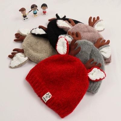 Christmas Style Children's Hat New Winter Cartoon Antler Hat Infant Hats Knitted Thickened Hat Fashion Keep Warm