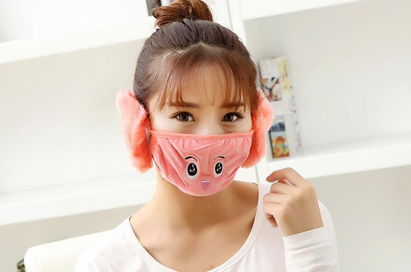 Wholesale-Explosive adult face embroidery cartoon masks in one warm ear protection masks