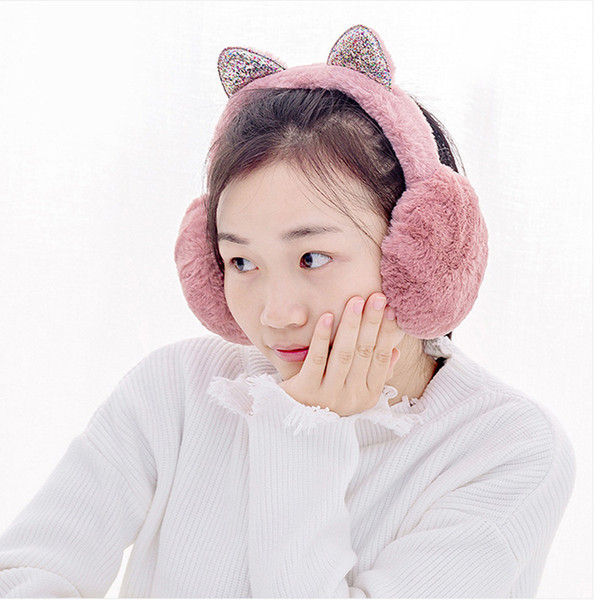 New Fashion Women Earmuffs Winter Warm Cartoon Cat Ears Design Windproof Warm Adjustable Protect Ears Winter Accessories
